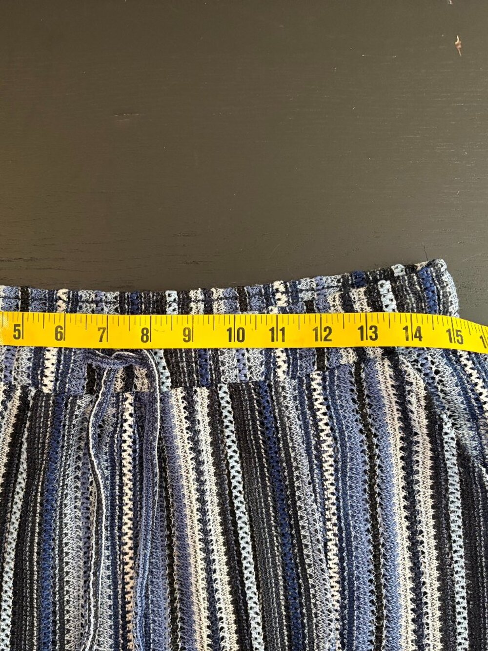 C&C California Blue Open Knit Swim CoverUp Skirt L Sheer Drawstring Beach Resort - Picture 10 of 13